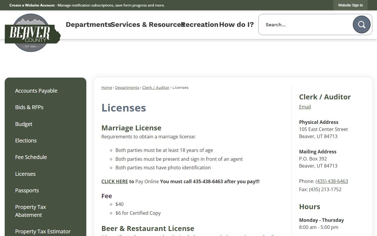 beaver county dissolution of marriage clerk auditor office