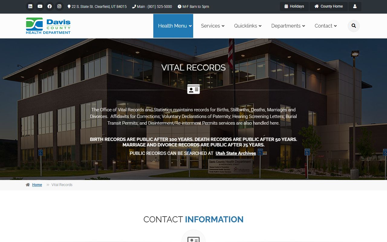 davis county health department vital records dissolution of marriage certificates