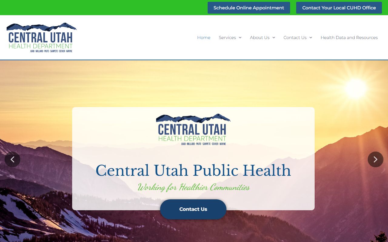 Central Utah Public Health Department website serving Sanpete County dissolution of marriage record needs
