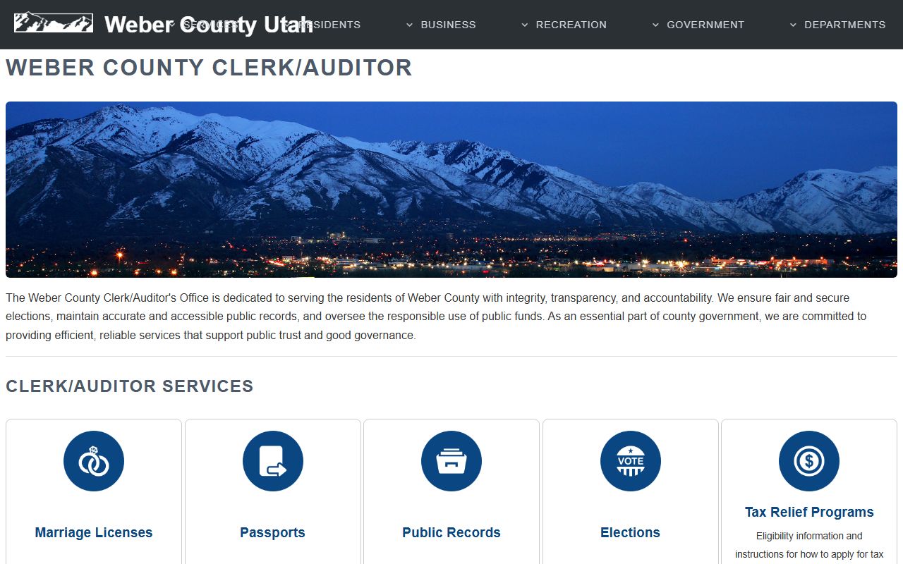 weber county clerk auditor office ogden utah dissolution of marriage civil records